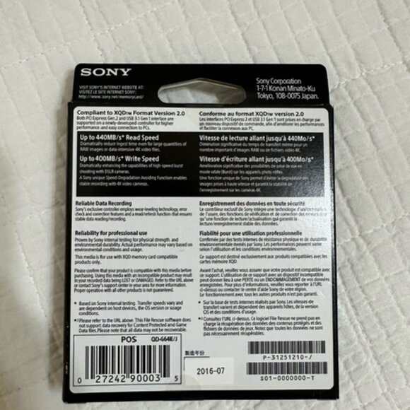 Sony Pro XQD G Series 64GB Memory Card (QDG64E/J)&QDA-SB1 XQD USB Adapter - Picture 3 of 4